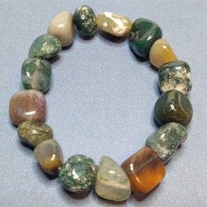 FANCY JASPER STRETCHY NUGGET BRACELET NATURAL STONE w/ FREE FELT POUCH